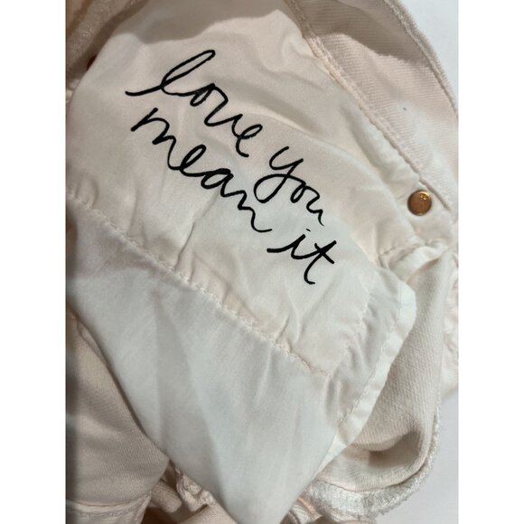 GRLFRND Button Fly Distressed Jeans in Cream - Picture 5 of 6